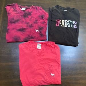 Victoria’s Secret PINK bundle of 3 Long-Sleeve T-Shirts XS